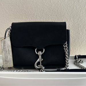 NWT REBECCA MINKOFF Black Leather Chain Purse
